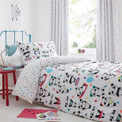 Kids' white 'Pandas' duvet cover and pillow case set